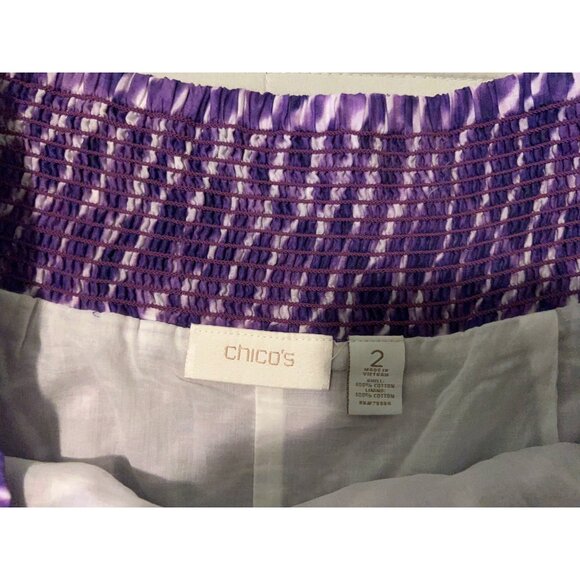 Chico's Diagonal Zebra Helena Handkerchief Purple Tie Dye Boho Skirt Sz 2 Fairy - Picture 5 of 10